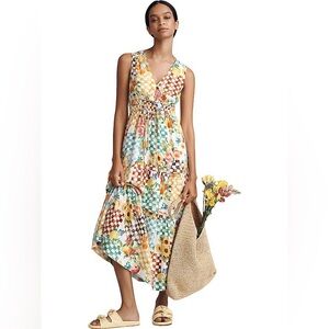 Anthropologie Somerset Linen Tie Maxi Dress